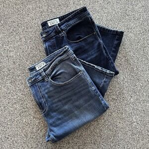 TK Axel Slim Boot Cut Jeans Mens 38x32 Lot of 2 Dark & Light Wash Stretch‎ Denim